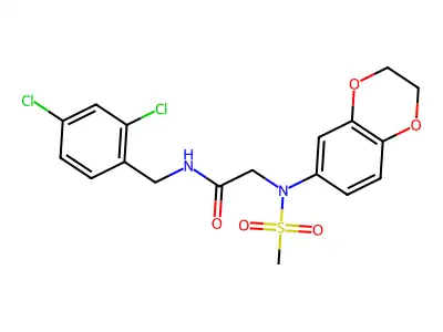 N-(2,4-dichlorobenzyl)-N~2~-(2,3-dihydro-1,4-benzodioxin-6-yl)-N~2~-(methylsulfonyl)glycinamide structure