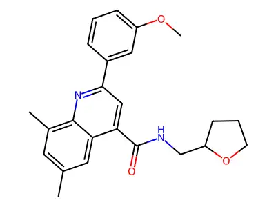 2-(3-methoxyphenyl)-6,8-dimethyl-N-(oxolan-2-ylmethyl)quinoline-4-carboxamide structure