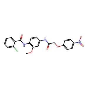 2-chloro-N-[2-methoxy-4-[[2-(4-nitrophenoxy)acetyl]amino]phenyl]benzamide structure