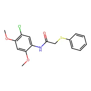 N-(5-chloro-2,4-dimethoxyphenyl)-2-phenylsulfanylacetamide structure