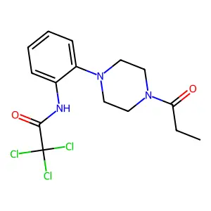 2,2,2-trichloro-N-[2-(4-propanoylpiperazin-1-yl)phenyl]acetamide structure