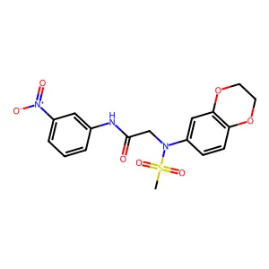 2-[2,3-dihydro-1,4-benzodioxin-6-yl(methylsulfonyl)amino]-N-(3-nitrophenyl)acetamide structure
