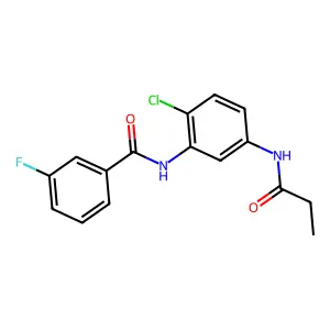 N-[2-chloro-5-(propionylamino)phenyl]-3-fluorobenzamide structure