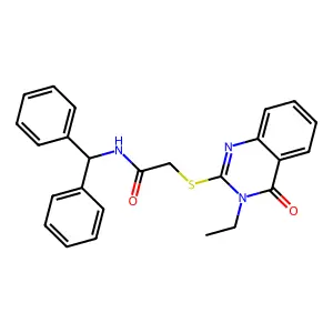 N-benzhydryl-2-(3-ethyl-4-oxoquinazolin-2-yl)sulfanylacetamide structure