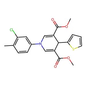 dimethyl 1-(3-chloro-4-methylphenyl)-4-(thiophen-2-yl)-1,4-dihydropyridine-3,5-dicarboxylate structure