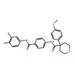N-[4-[(3,4-dimethylphenyl)carbamoyl]phenyl]-4-(4-methoxyphenyl)oxane-4-carboxamide structure