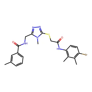 N-[[5-[2-(4-bromo-2,3-dimethylanilino)-2-oxoethyl]sulfanyl-4-methyl-1,2,4-triazol-3-yl]methyl]-3-methylbenzamide structure