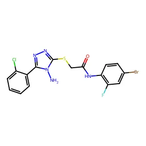 2-[[4-amino-5-(2-chlorophenyl)-1,2,4-triazol-3-yl]sulfanyl]-N-(4-bromo-2-fluorophenyl)acetamide structure