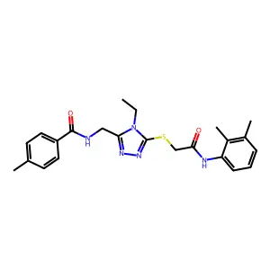 N-[[5-[2-(2,3-dimethylanilino)-2-oxoethyl]sulfanyl-4-ethyl-1,2,4-triazol-3-yl]methyl]-4-methylbenzamide structure