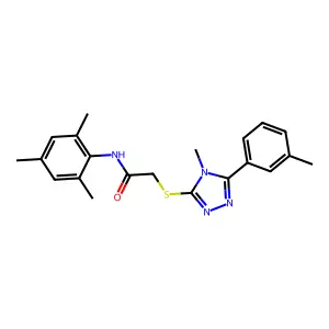2-{[4-methyl-5-(3-methylphenyl)-4H-1,2,4-triazol-3-yl]sulfanyl}-N-(2,4,6-trimethylphenyl)acetamide structure