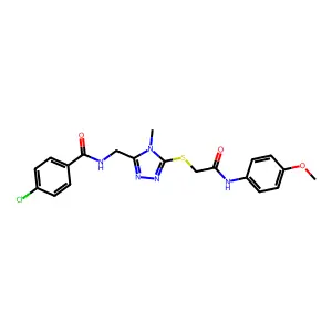 4-chloro-N-[[5-[2-(4-methoxyanilino)-2-oxoethyl]sulfanyl-4-methyl-1,2,4-triazol-3-yl]methyl]benzamide structure