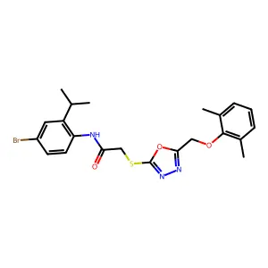 N-(4-bromo-2-propan-2-ylphenyl)-2-[[5-[(2,6-dimethylphenoxy)methyl]-1,3,4-oxadiazol-2-yl]sulfanyl]acetamide structure