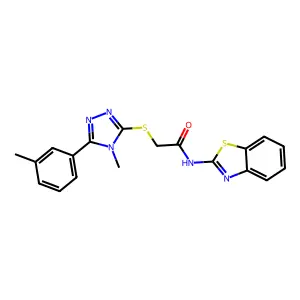 N-(1,3-benzothiazol-2-yl)-2-[[4-methyl-5-(3-methylphenyl)-1,2,4-triazol-3-yl]sulfanyl]acetamide structure