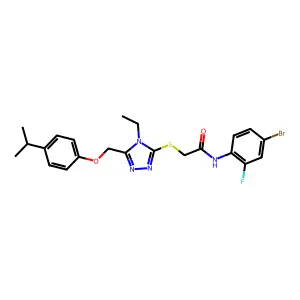 N-(4-bromo-2-fluorophenyl)-2-[(4-ethyl-5-{[4-(propan-2-yl)phenoxy]methyl}-4H-1,2,4-triazol-3-yl)sulfanyl]acetamide structure