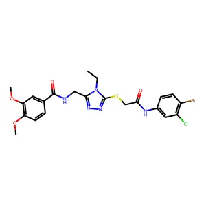 N-[[5-[2-(4-bromo-3-chloroanilino)-2-oxoethyl]sulfanyl-4-ethyl-1,2,4-triazol-3-yl]methyl]-3,4-dimethoxybenzamide structure