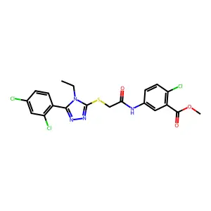methyl 2-chloro-5-[({[5-(2,4-dichlorophenyl)-4-ethyl-4H-1,2,4-triazol-3-yl]sulfanyl}acetyl)amino]benzoate structure