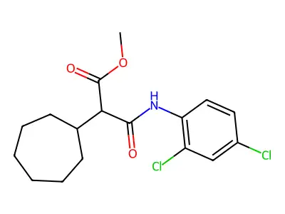 Methyl 2-cycloheptyl-3-[(2,4-dichlorophenyl)amino]-3-oxopropanoate structure