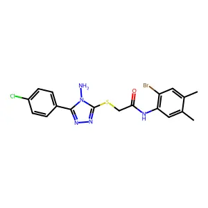 2-[[4-amino-5-(4-chlorophenyl)-1,2,4-triazol-3-yl]sulfanyl]-N-(2-bromo-4,5-dimethylphenyl)acetamide structure