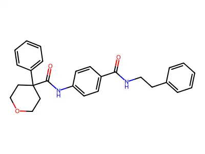 4-phenyl-N-{4-[(2-phenylethyl)carbamoyl]phenyl}tetrahydro-2H-pyran-4-carboxamide structure
