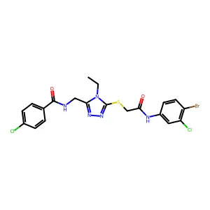 N-[[5-[2-(4-bromo-3-chloroanilino)-2-oxoethyl]sulfanyl-4-ethyl-1,2,4-triazol-3-yl]methyl]-4-chlorobenzamide structure