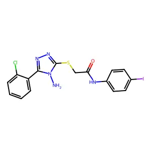 2-[[4-amino-5-(2-chlorophenyl)-1,2,4-triazol-3-yl]sulfanyl]-N-(4-iodophenyl)acetamide structure