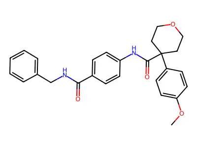 N-[4-(benzylcarbamoyl)phenyl]-4-(4-methoxyphenyl)oxane-4-carboxamide structure