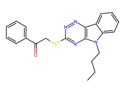 2-[(5-Butyl-[1,2,4]triazino[5,6-b]indol-3-yl)sulfanyl]-1-phenylethanone structure