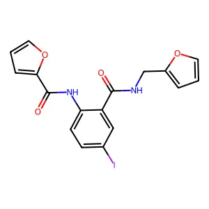 N-[2-(furan-2-ylmethylcarbamoyl)-4-iodophenyl]furan-2-carboxamide structure