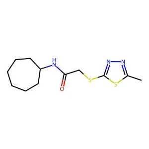 N-cycloheptyl-2-[(5-methyl-1,3,4-thiadiazol-2-yl)sulfanyl]acetamide structure