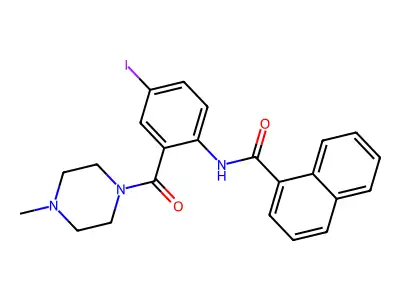 N-[4-iodo-2-(4-methylpiperazine-1-carbonyl)phenyl]naphthalene-1-carboxamide structure