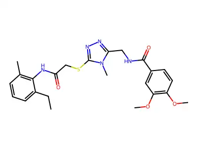 N-[[5-[2-(2-ethyl-6-methylanilino)-2-oxoethyl]sulfanyl-4-methyl-1,2,4-triazol-3-yl]methyl]-3,4-dimethoxybenzamide structure