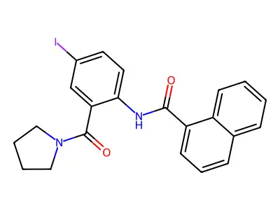 N-[4-iodo-2-(pyrrolidine-1-carbonyl)phenyl]naphthalene-1-carboxamide structure