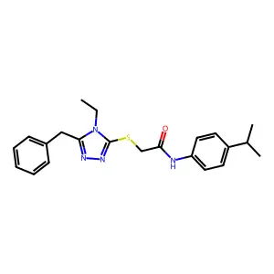 2-[(5-benzyl-4-ethyl-1,2,4-triazol-3-yl)sulfanyl]-N-(4-propan-2-ylphenyl)acetamide structure