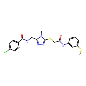 4-chloro-N-({4-methyl-5-[(2-{[3-(methylsulfanyl)phenyl]amino}-2-oxoethyl)sulfanyl]-4H-1,2,4-triazol-3-yl}methyl)benzamide structure