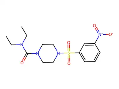 N,N-diethyl-4-(3-nitrophenyl)sulfonylpiperazine-1-carboxamide structure
