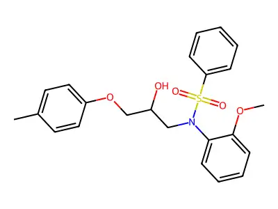 N-[2-hydroxy-3-(4-methylphenoxy)propyl]-N-(2-methoxyphenyl)benzenesulfonamide structure
