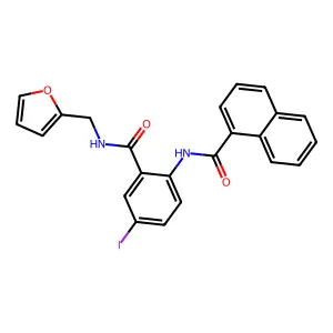 N-[2-(furan-2-ylmethylcarbamoyl)-4-iodophenyl]naphthalene-1-carboxamide structure