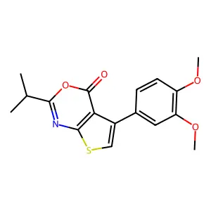 5-(3,4-dimethoxyphenyl)-2-isopropyl-4H-thieno[2,3-d][1,3]oxazin-4-one structure