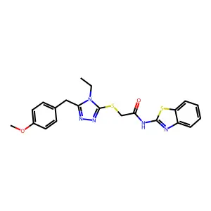 N-(1,3-benzothiazol-2-yl)-2-[[4-ethyl-5-[(4-methoxyphenyl)methyl]-1,2,4-triazol-3-yl]sulfanyl]acetamide structure