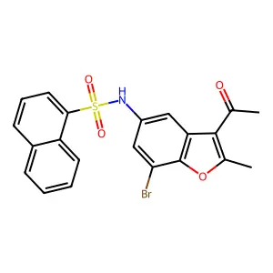 N-(3-acetyl-7-bromo-2-methyl-1-benzofuran-5-yl)naphthalene-1-sulfonamide structure