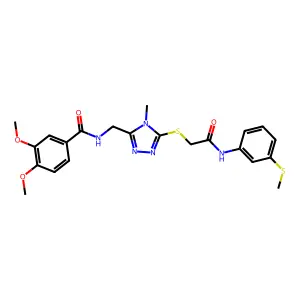 3,4-dimethoxy-N-({4-methyl-5-[(2-{[3-(methylsulfanyl)phenyl]amino}-2-oxoethyl)sulfanyl]-4H-1,2,4-triazol-3-yl}methyl)benzamide structure