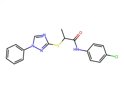 N-(4-chlorophenyl)-2-[(1-phenyl-1,2,4-triazol-3-yl)sulfanyl]propanamide structure