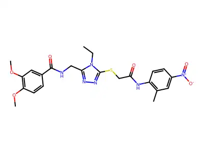 N-[[4-ethyl-5-[2-(2-methyl-4-nitroanilino)-2-oxoethyl]sulfanyl-1,2,4-triazol-3-yl]methyl]-3,4-dimethoxybenzamide structure