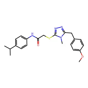2-[[5-[(4-methoxyphenyl)methyl]-4-methyl-1,2,4-triazol-3-yl]sulfanyl]-N-(4-propan-2-ylphenyl)acetamide structure