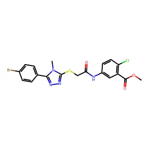 methyl 5-[({[5-(4-bromophenyl)-4-methyl-4H-1,2,4-triazol-3-yl]sulfanyl}acetyl)amino]-2-chlorobenzoate structure