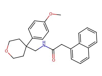 N-[[4-(4-methoxyphenyl)oxan-4-yl]methyl]-2-naphthalen-1-ylacetamide structure
