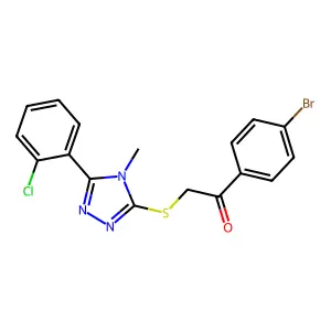 1-(4-bromophenyl)-2-[[5-(2-chlorophenyl)-4-methyl-1,2,4-triazol-3-yl]sulfanyl]ethanone structure