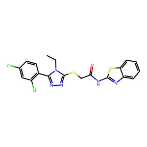 N-(1,3-benzothiazol-2-yl)-2-[[5-(2,4-dichlorophenyl)-4-ethyl-1,2,4-triazol-3-yl]sulfanyl]acetamide structure