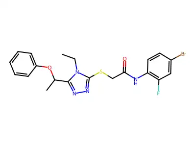N-(4-bromo-2-fluorophenyl)-2-{[4-ethyl-5-(1-phenoxyethyl)-4H-1,2,4-triazol-3-yl]sulfanyl}acetamide structure