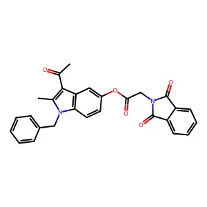 3-acetyl-1-benzyl-2-methyl-1H-indol-5-yl 2-(1,3-dioxoisoindolin-2-yl)acetate structure